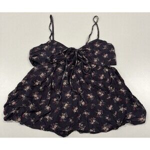 Women's American Eagle Floral Flowy Tank Top With Side Cutouts, Medium